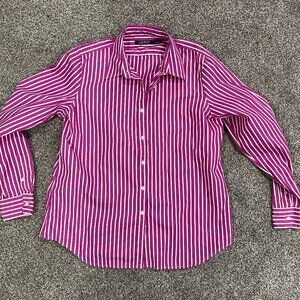 Magenta & White Striped Button Down
